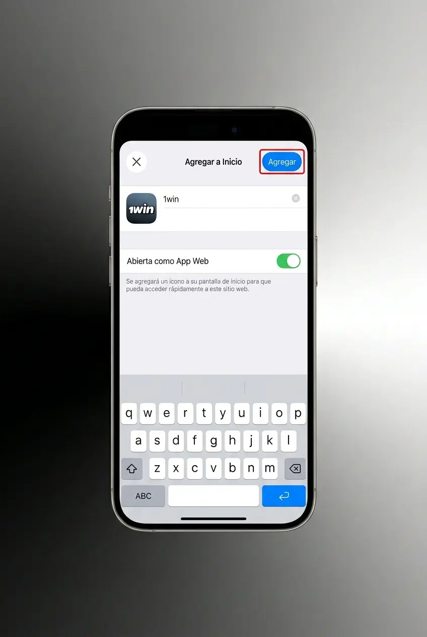 Instalación de app PWA 1win en iPhone y iPad con iOS 12 o superior desde Safari